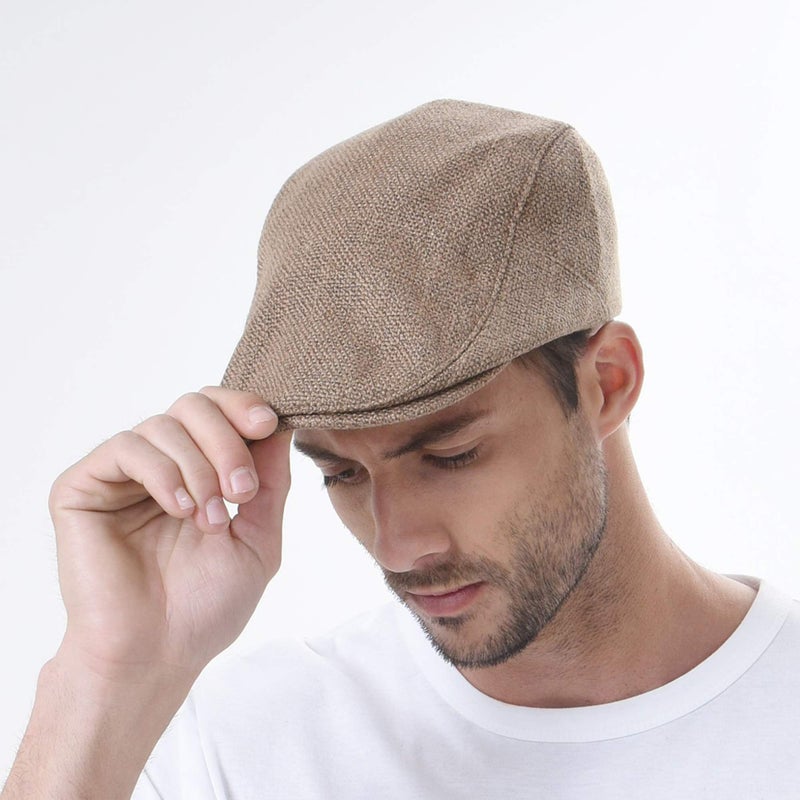 WITHMOONS Ivy Cap Straw Weave Linen-Like Cotton Cabbie Newsboy Hat MZ30038 (Brown) - Image 3